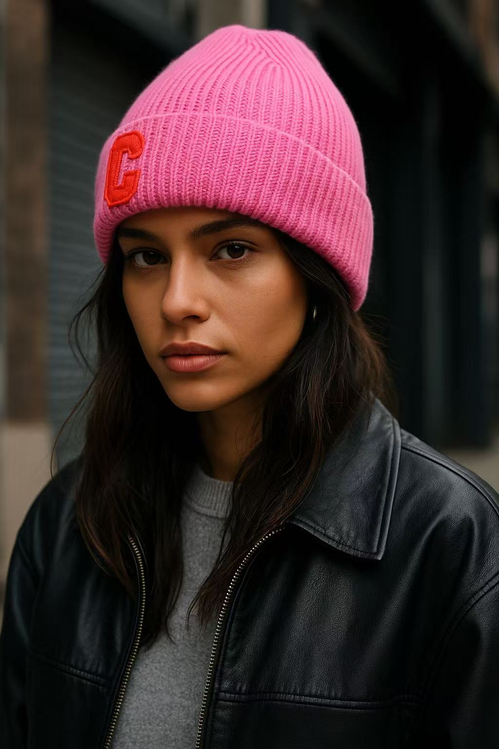 Strickmütze mit "C" Patch