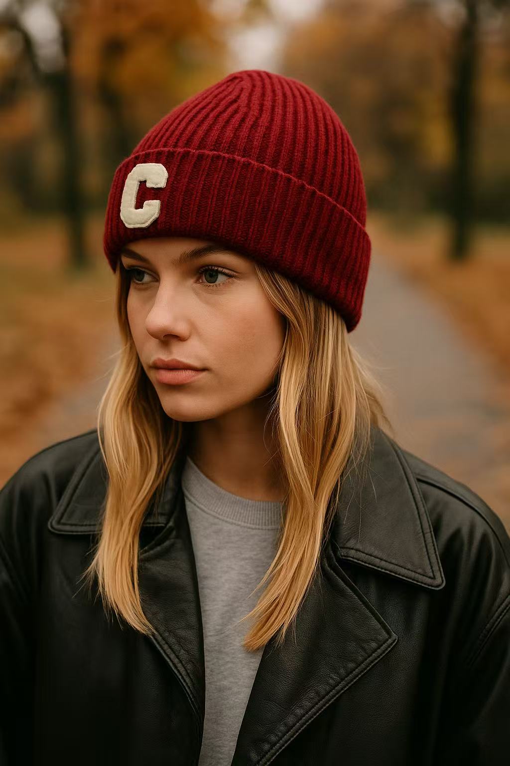 Strickmütze mit "C" Patch