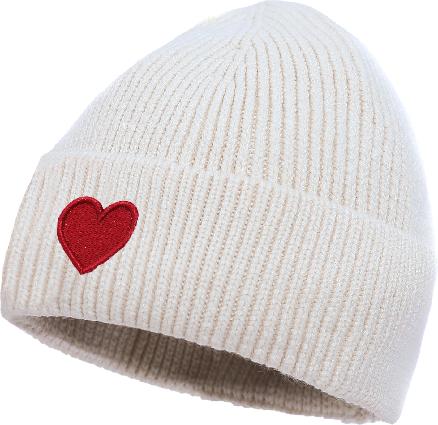 Rippstrickmütze-Mütze mit HERZ