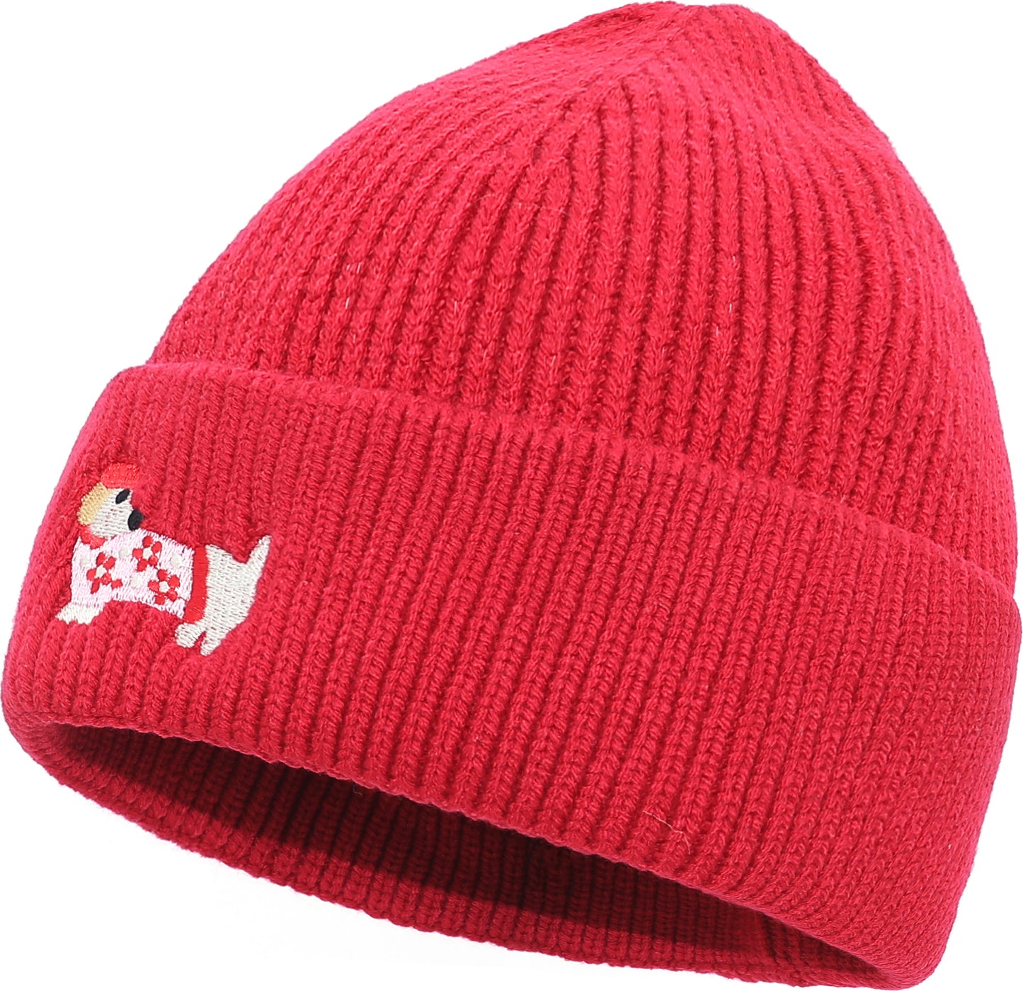 Strickmütze mit Dackelmotiv