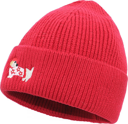 Strickmütze mit Dackelmotiv