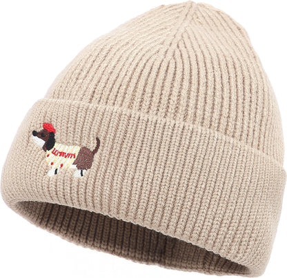 Strickmütze mit Dackelmotiv
