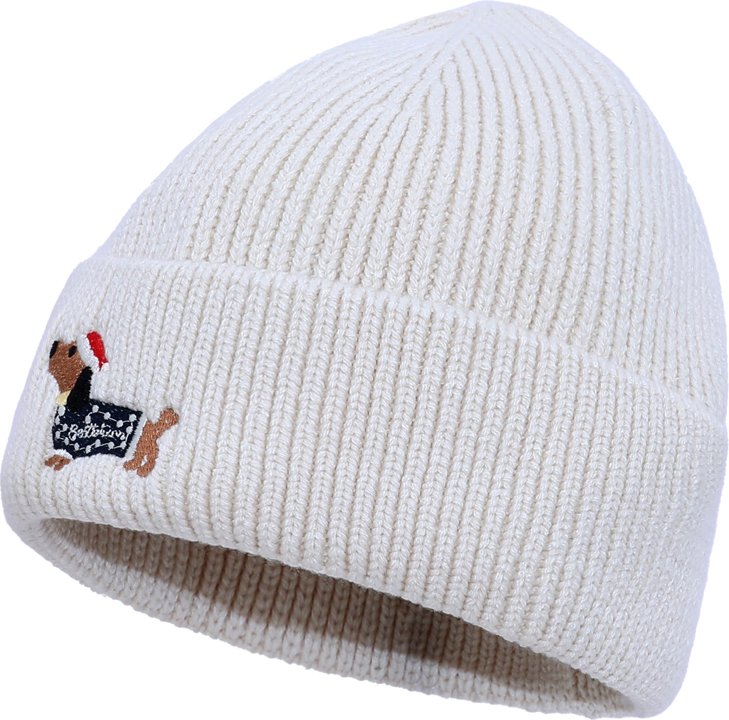 Strickmütze mit Dackelmotiv