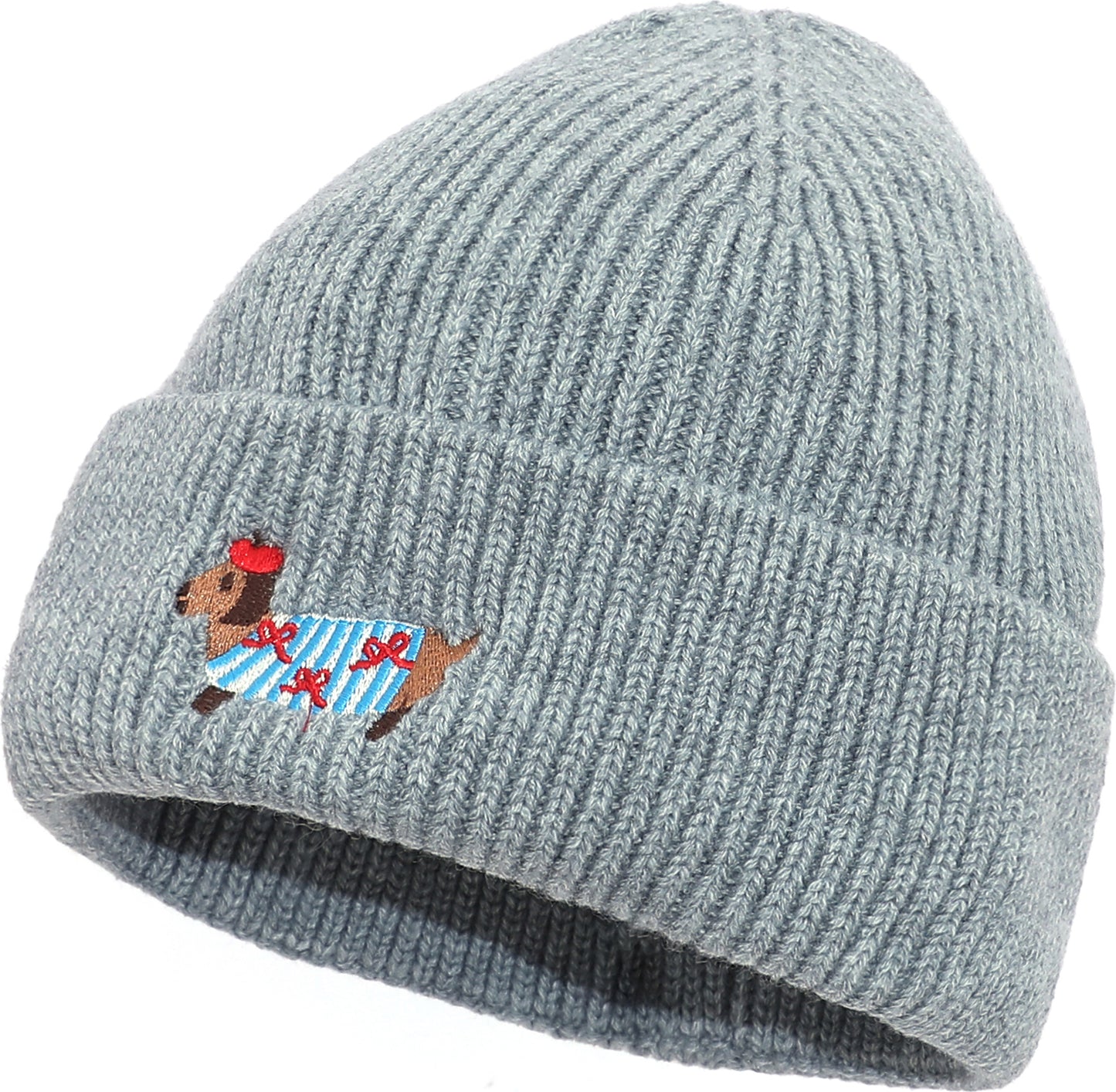 Strickmütze mit Dackelmotiv