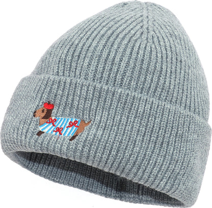 Strickmütze mit Dackelmotiv