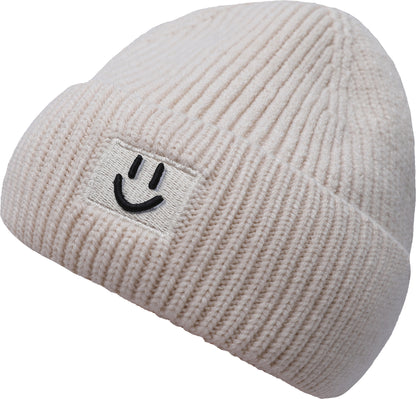 Strickmütze mit Smiley-Rippenstrick