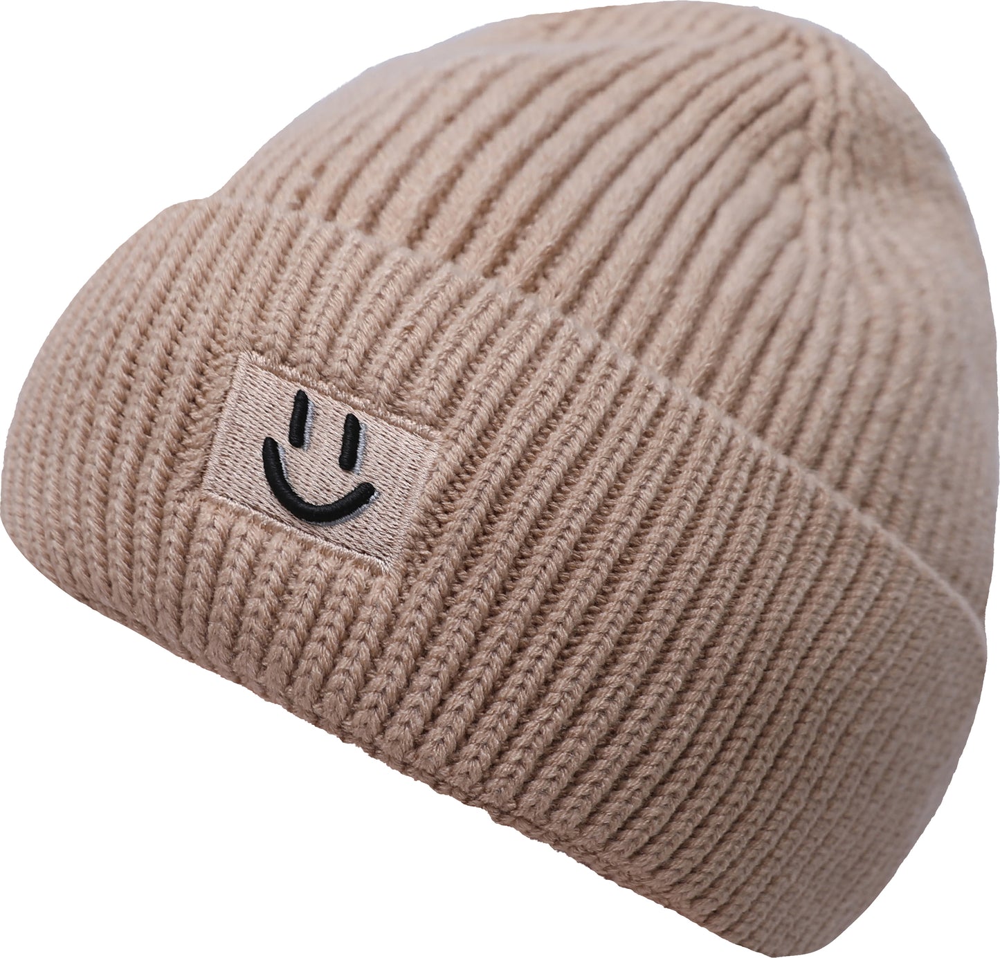 Strickmütze mit Smiley-Rippenstrick