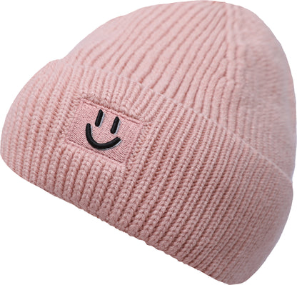 Strickmütze mit Smiley-Rippenstrick