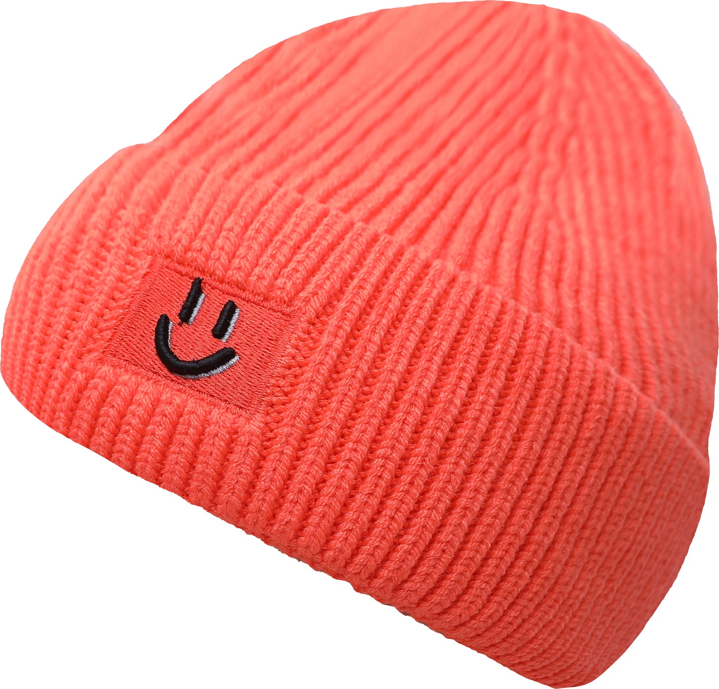 Strickmütze mit Smiley-Rippenstrick