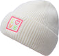 Rippenstrick Mütze LOVE mit Neon Patch