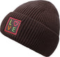 Rippenstrick Mütze LOVE mit Neon Patch