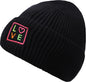 Rippenstrick Mütze LOVE mit Neon Patch