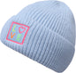 Rippenstrick Mütze LOVE mit Neon Patch