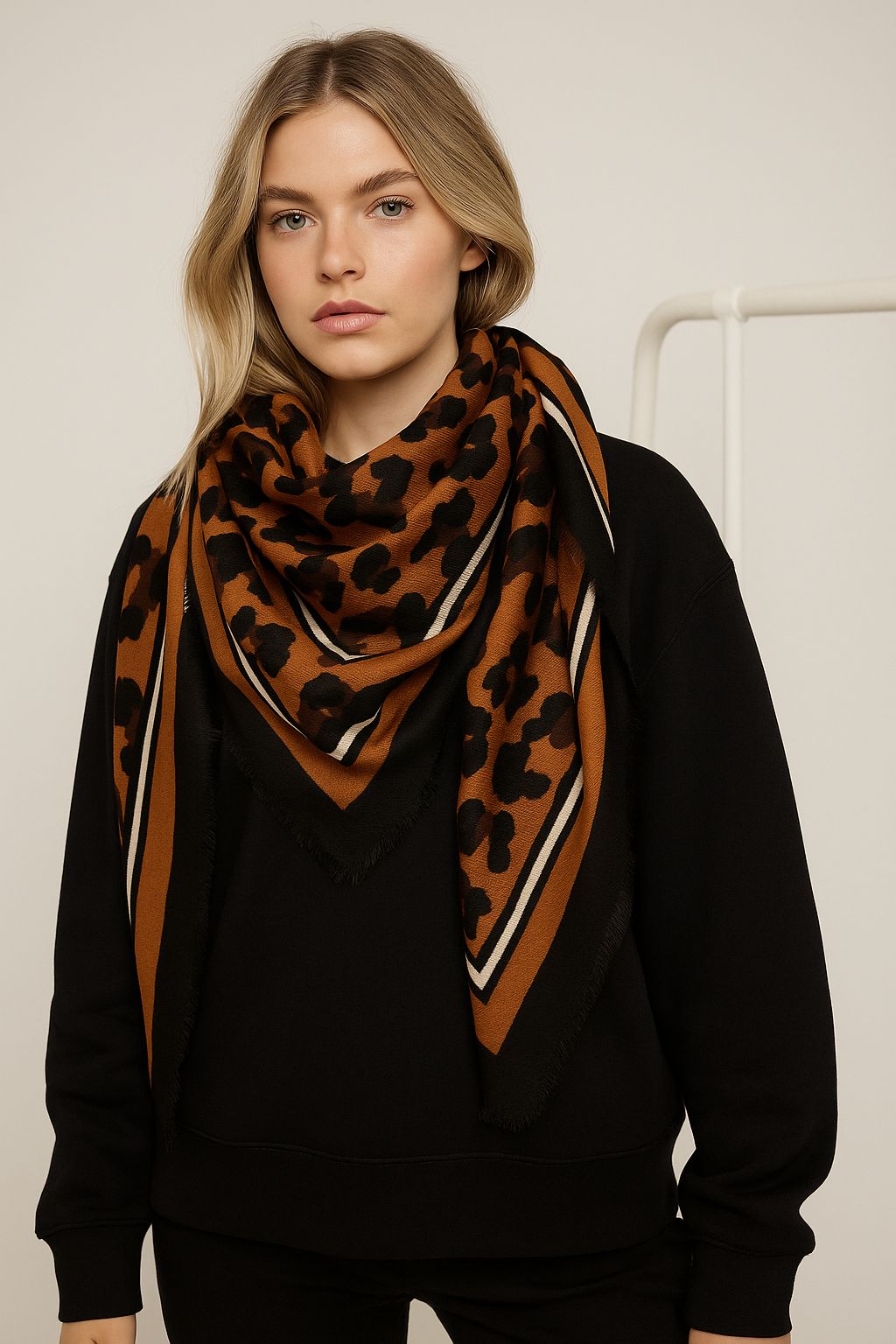 Quadratschal mit Leoprint